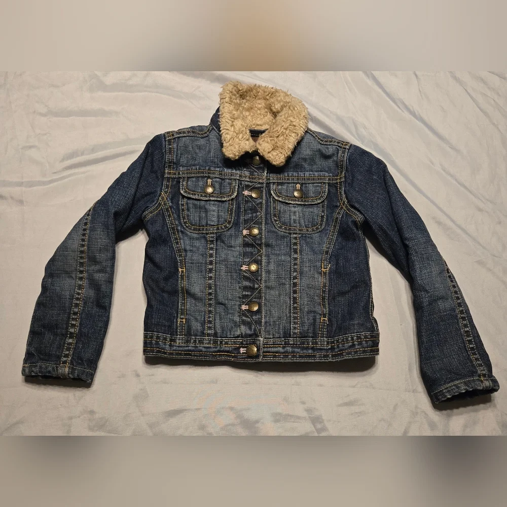 Gap‎ Kids Denim Jacket - Kids Size Small (5), Fleece Lined, Snap Close, Pockets